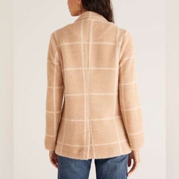 Z Supply Anna Eyelash Plaid Blazer L - Picture 3 of 8